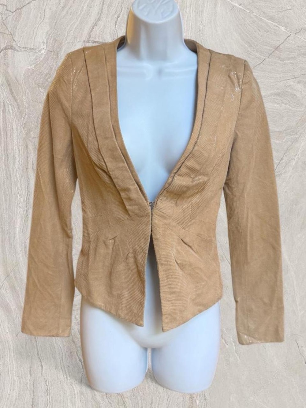 Y2K Vero Moda Champagne Beige Leather Blazer Jacket